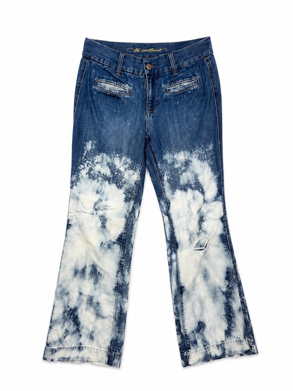 Old Navy The Sweetheart Women’s Size 6 Classic Rise Tie Dye Flare Jeans Distress